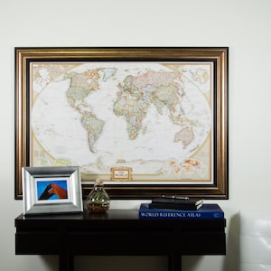 Executive World Push Pin Travel Map, Copper and Black Frame, 24x36-Inch (0022436MAP01B) Craig Frames, American Made Frame, Global Travel Map