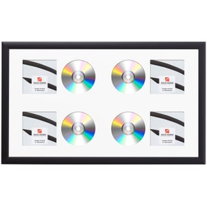 White 4-CD Display Mat, Complete w/ 1&quot; Wide Black Frame (4CD1WB3WH), Craig Frames, Compact Disc Booklet Arrangement, Framed Music Décor
