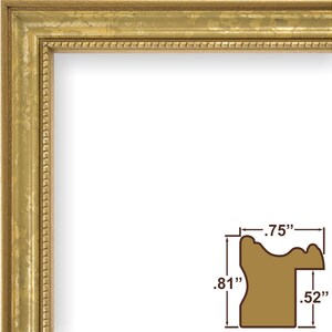 Stratton, Aged Gold Picture Frames, .75 Wide, Set of Four, 25 Common Sizes With Glass Facing 314GDL-4 Craig Frames, Set of Picture Frames image 8