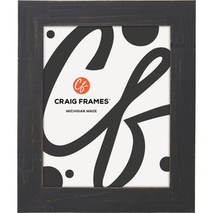 Rustic Charcoal Black Picture Frame with Glass, 1.5" Wide
