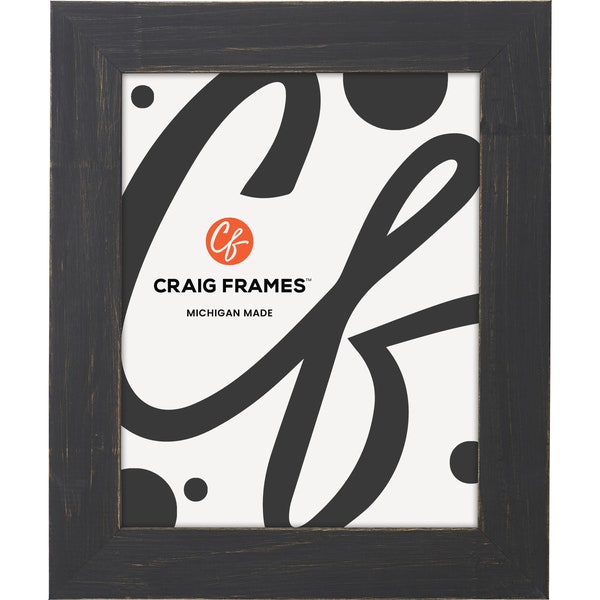 Jasper, Rustic Charcoal Black Picture Frame with Glass, 1.5" Wide, 25 Common Sizes (B920) Craig Frames