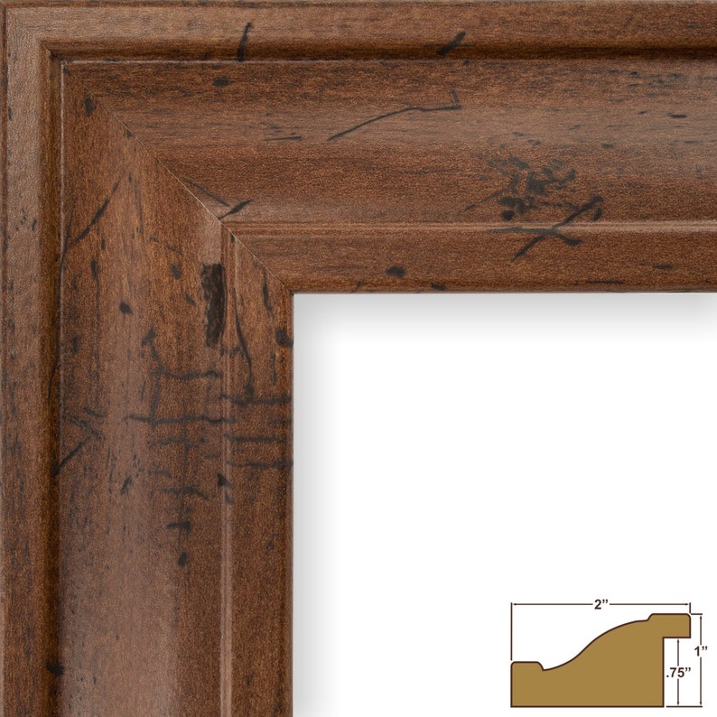 2-Inch Contemporary Upscale Craig Frames 11x14 Inch Distressed Walnut Brown Picture Frame 760041114