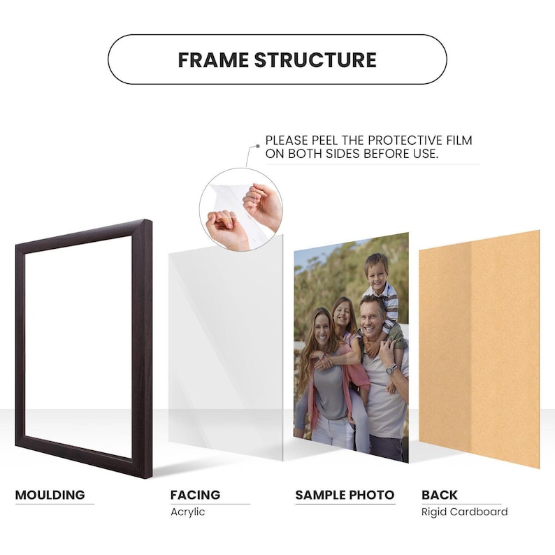 Ebony Black Wood Picture Frame, Traditional Decor, 1.25" Wide image 7