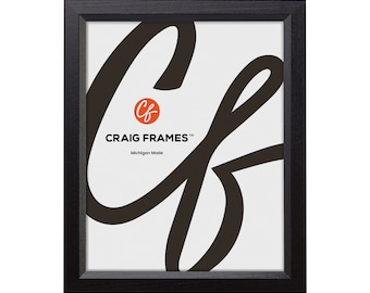Ebony Black Wood Picture Frame, .875" Wide, with Glass
