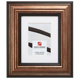 Cadre photo en cuivre vieilli, accents noirs, blanc mat, 3" de large