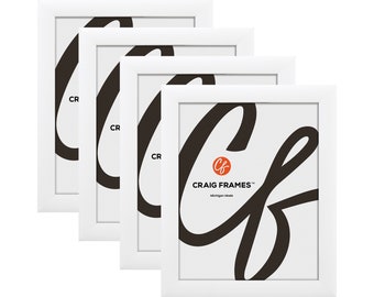 Contemporary 1&quot;, Modern White Picture Frame, 1&quot; Wide, Set of Four, 25 Common Sizes With Glass Facing (23247812L-4) Craig Frames White Set