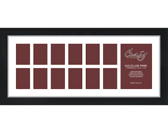 Black Gallery Picture Frame, 9x22 Collage Mat, 13 Openings