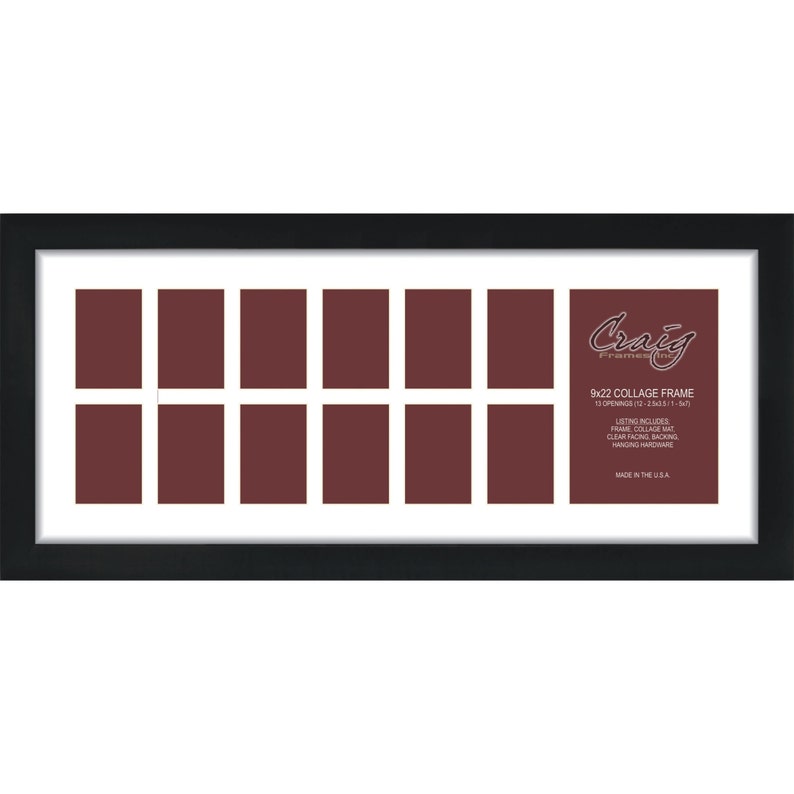 Craig Frames 9x22 Inch Black Picture Frame Single White Image 0