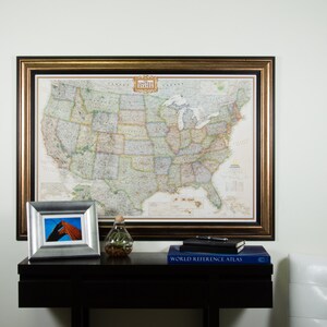 Executive United States Push Pin Travel Map, Aged Copper and Black Frame, 24x36-Inch (0022436MAP01A), Craig Frames, Wall Hanging, American