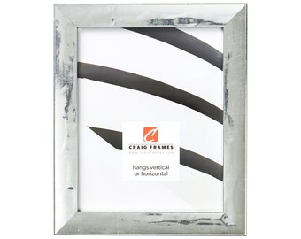 Allure, Distressed French Silver Picture Frame, 1.25" Wide, 18 Common Sizes (7742) Craig Frames Industrial Distressed Chrome Picture Frame