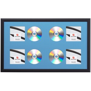Blue 4-CD Display Mat Complete w/ 1&quot; Wide Black Frame (4CD1WB3LTBL), Craig Frames, Compact Disc Booklet Arrangement, Framed Music Art Décor