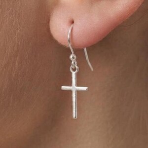 Silver Cross Earring, Silver Wire Earring, 925 Sterling Silver Earring, Handmade Silver Earring, Minimalist Earring, Boho Earring For Women,