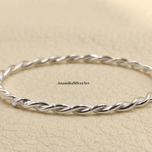 Twisted Silver Rope Bangle,925 Sterling Silver Bangle, Handmade Silver Bangle, Silver Wire Bangle, Unisex Bangle, Boho Bangle Gift For Women