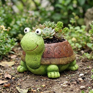 Cute Turtle Succulent Planter Pot,Resin Animal Plant Pot,Whimsical Garden Decor,Indoor Outdoor Flower Pot,Unique Houseplant Gift for Him