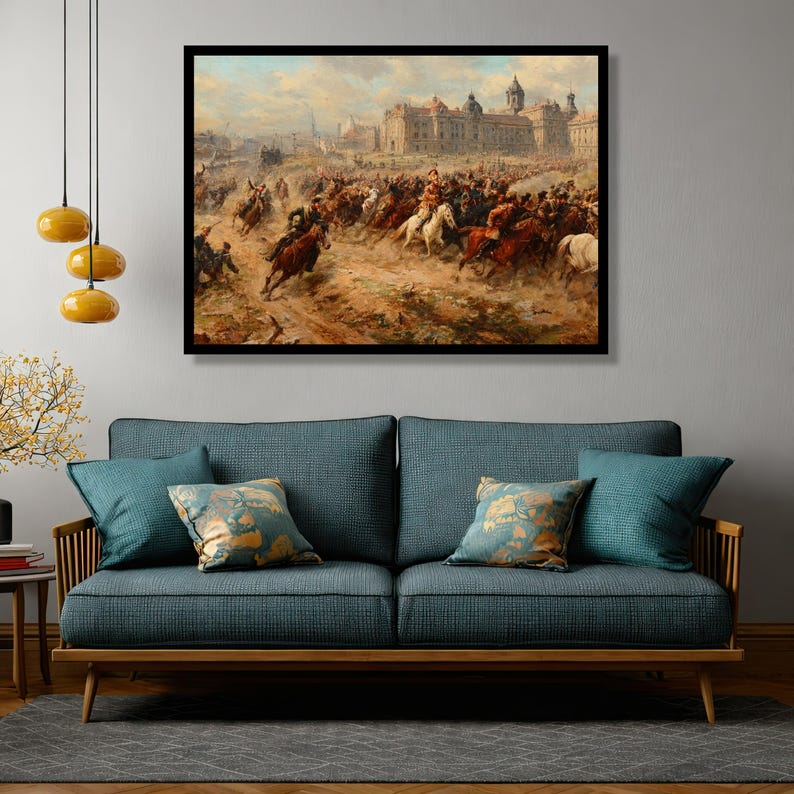 Historic Cavalry Battle Canvas, Equestrian Charge Military Wall Art - Etsy