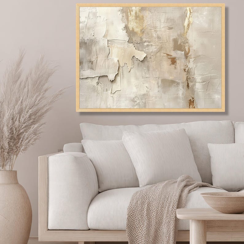 Neutral Textured Abstract Canvas Art, Beige Gold Modern Wall Decor - Etsy