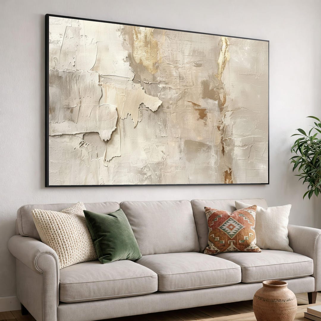 Neutral Textured Abstract Canvas Art, Beige Gold Modern Wall Decor - Etsy