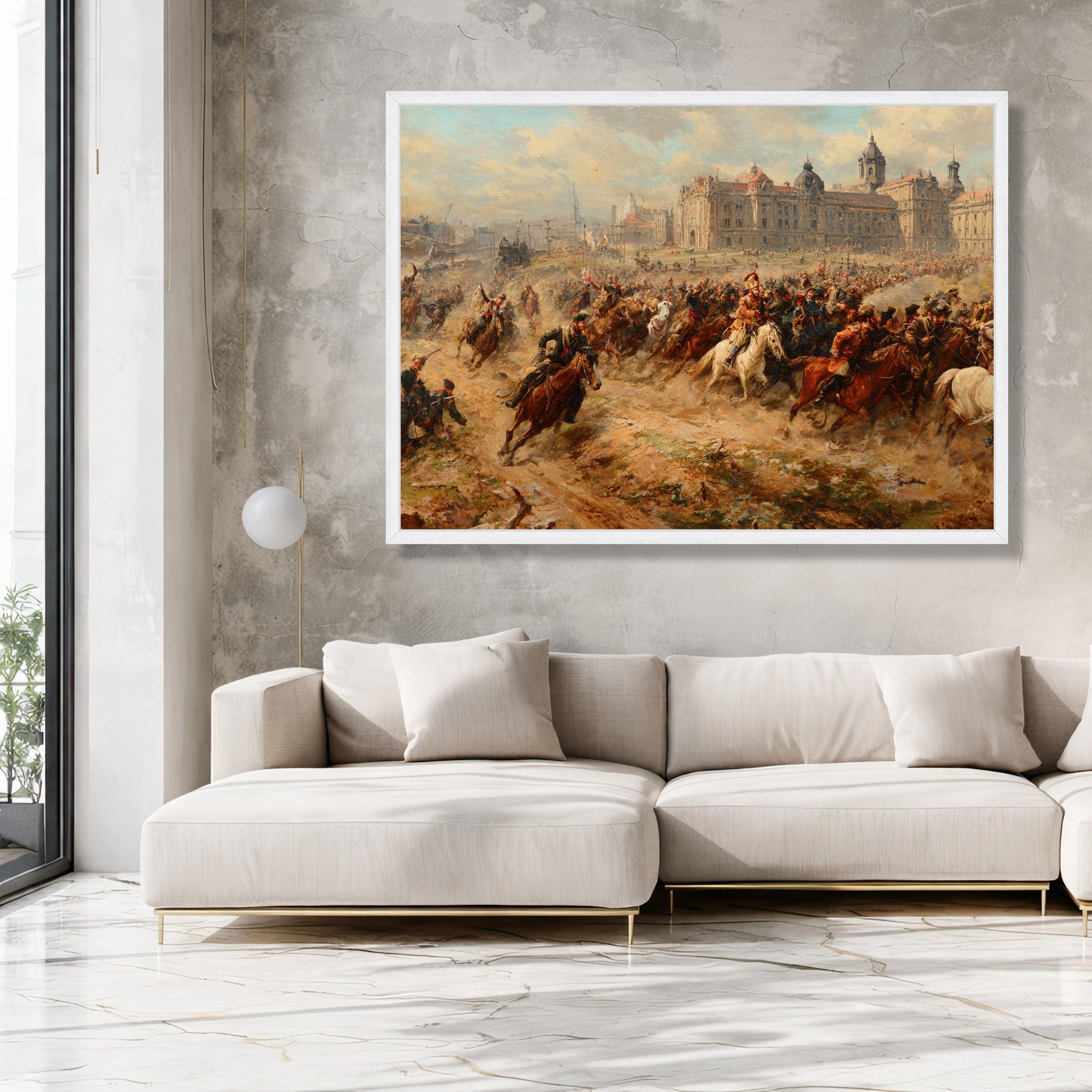 Historic Cavalry Battle Canvas, Equestrian Charge Military Wall Art - Etsy