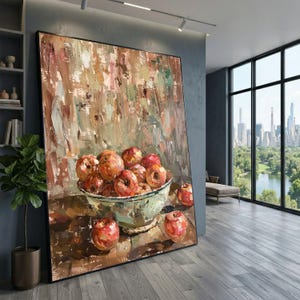 Paul Cézanne Style Apples Still Life Canvas, Impressionist Kitchen Wall Art