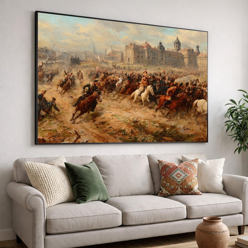 Historic Cavalry Battle Canvas, Equestrian Charge Military Wall Art - Etsy