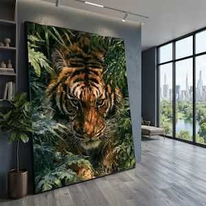 Majestätischer Bengal-Tiger auf Leinwand, Dschungel-Wildtierporträt, Wildes Tier-Naturdekor