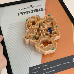 20th Birthday Gift – Counter-Strike 3D Printed Map Wall Art - Anubis Framed Diorama | Tactical Gamer Room Decor | CS2 Anniversary Gift