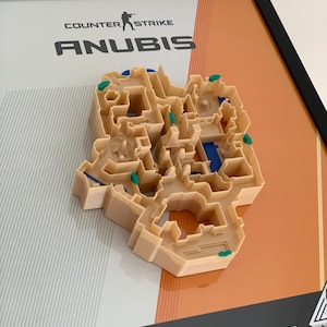 Framed 3D Relief Map of CS2 Anubis – Unique Wall Art for Counter-Strike Fans