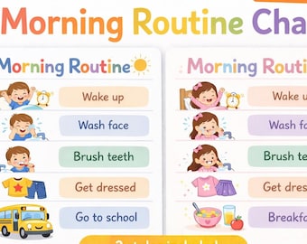 Toddler Morning Routine Chart | Visual Kids Schedule, Daily Planner (Digital Download)