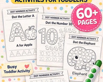 Toddler Busy Activity Bundle Printable | Dot Marker Worksheets | Fine Motor Skills Ages 2-5 | No Prep Preschool Activities PDF