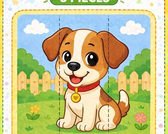 Dog Cut & Paste Puzzle | Toddler Activity Ages 2-5 (PDF Download)