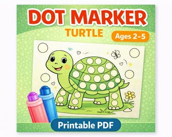 Turtle Dot Marker Printable, Toddler Fine Motor Skills Activity (PDF Download)