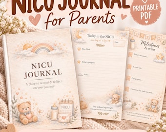 NICU Journal for Parents, Preemie Milestone Tracker, Printable Baby Keepsake & Diary