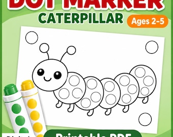 Caterpillar Dot Marker Printable, Bugs & Insects Do a Dot Worksheet, Toddler Fine Motor Activity PDF
