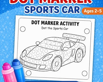 Car Dot Marker Printable, Sports Car Do a Dot Worksheet, Toddler Fine Motor Activity PDF