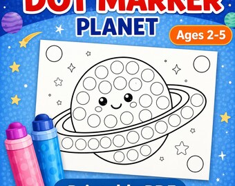 Planet Dot Marker Printable, Space Bingo Dauber Worksheet, Toddler Fine Motor Activity PDF