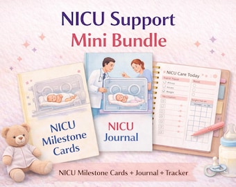 NICU Tracker Bundle, Milestone Cards, Journal, Preemie Baby Support (PDF Download)
