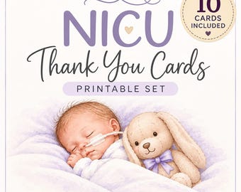 NICU Thank You Cards, 10 Printable Appreciation for Nurses & Staff (Digital Download)