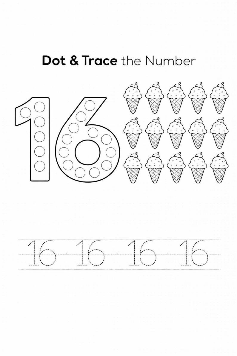 Numbers 1-20 Dot Marker Printables, Toddler Count and Trace Worksheets ...