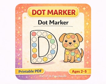 Letter D Dot Marker Worksheet, Toddler Fine Motor Skills Activity (Ages 2-5)