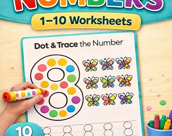 Dot Marker Numbers 1-10 Worksheets, Toddler Preschool Activity (PDF)