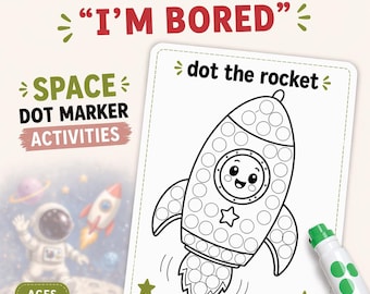 Space Dot Marker Printable, Toddler Activity Pages, Preschool Worksheets, Bingo Dauber Pages, Fine Motor PDF