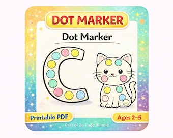 文字Cのドットマーカーワークシート、幼児向けアルファベットアクティビティ（対象年齢2～5歳）（PDF）