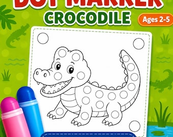 Zoo Animal Dot Marker Printable, Crocodile Do a Dot Worksheet, Toddler Fine Motor PDF