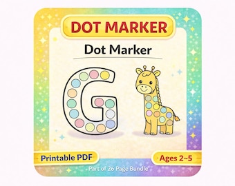 文字Gのドットマーカーアクティビティワークシート、幼児の微細運動能力（対象年齢2～5歳）（PDF）