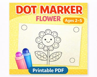 Flower Dot Marker Printable, Fine Motor Skills Activity (Ages 2-5) (PDF)