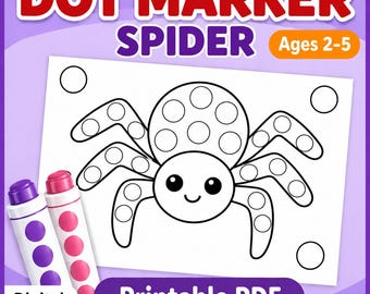 Spider Dot Marker Printable, Bugs & Insects Do a Dot Worksheet, Toddler Fine Motor Activity PDF
