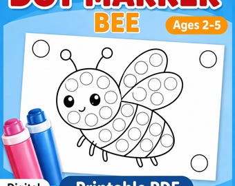 Bee Dot Marker Printable, Bugs & Insects Do a Dot Worksheet, Toddler Fine Motor Activity PDF