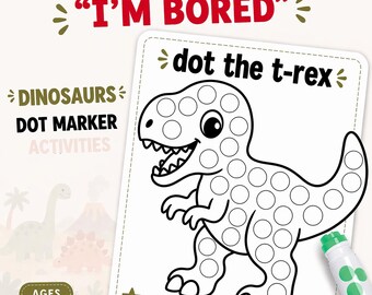 Dinosaur Dot Marker Worksheets, Printable Toddler Activity Ages 2-5, Do A Dot Pages, Fine Motor Skills, Preschool Learning, Instant Download