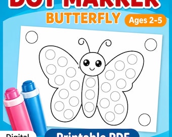 Butterfly Dot Marker Printable, Bugs & Insects Do a Dot Worksheet, Toddler Fine Motor Activity PDF