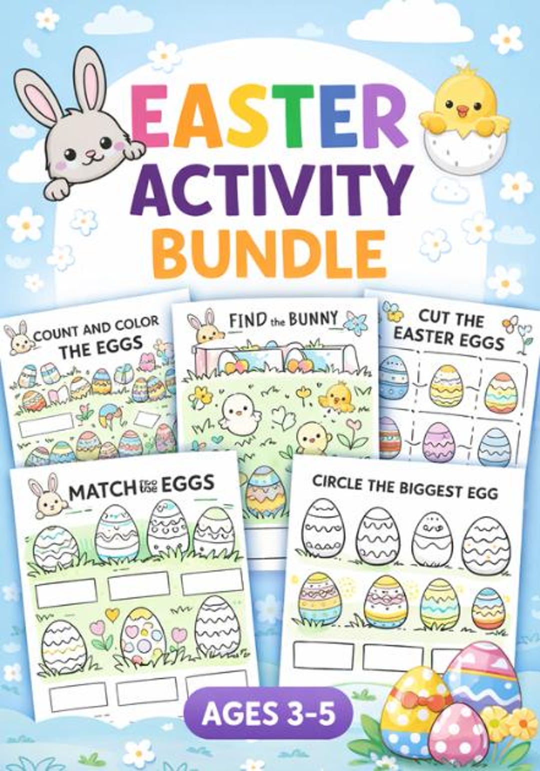 Easter Activity Bundle for Kids - Preschool Worksheets Printable ...